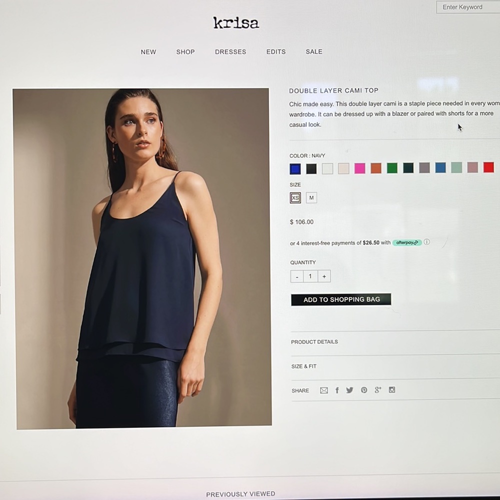 Blue, double layered spaghetti strap cami top
